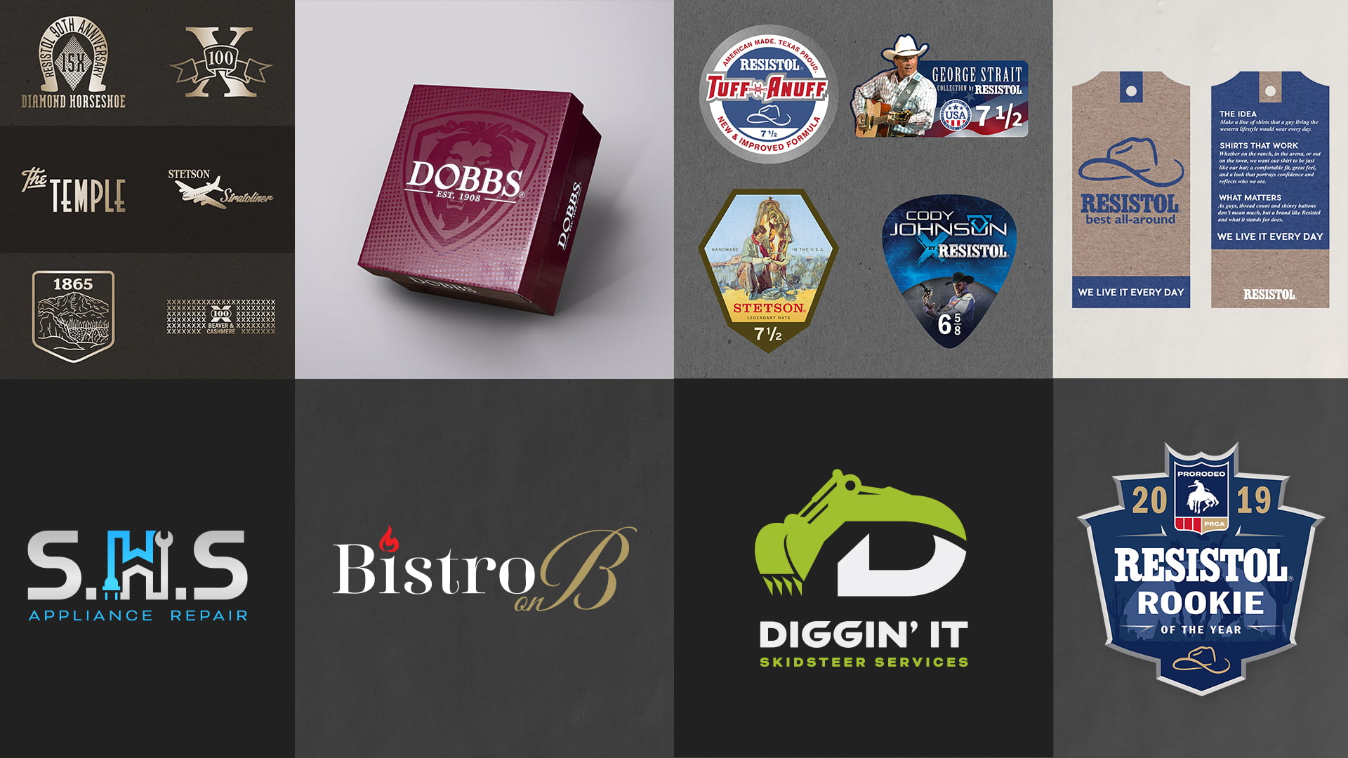 Branding and packaging portfolio collage